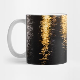 Abstract night lights sea shiny gold black Photo of glistening shiny water Mug